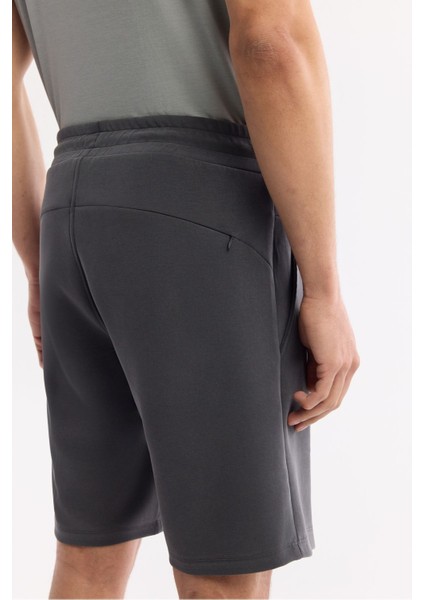 Erkek Antrasit Beli Lastikli Bağcıklı Yandan Cepli Flexi Baskı Detaylı Soft Touch Örme Şort A51y3602 fırsatları