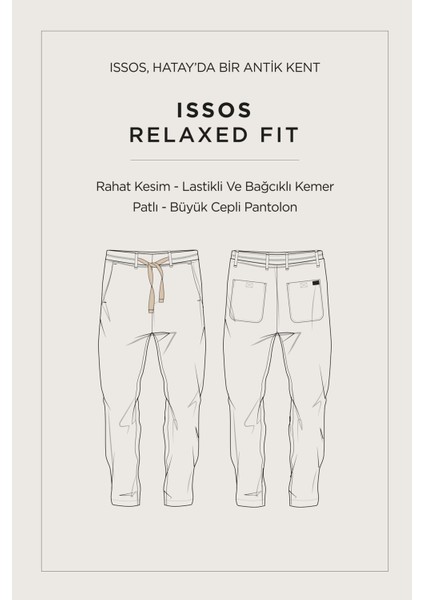 Erkek Lacivert Relaxed Fit Beli Lastikli %100 Keten Pantolon B003032
