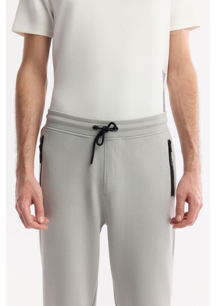Erkek Antrasit Regular Fit Esnek İnterlok Kumaş Lastikli Paça Eşofman Altı B003400