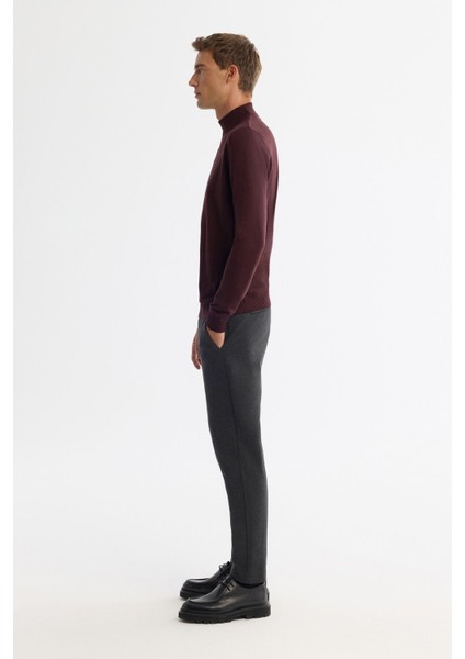 Erkek Bordo Yarım Balıkçı Yaka Dokulu Triko Kazak E005108 modelleri