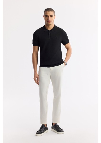 Erkek Siyah Regular Fit Polo Yaka Dokulu Triko T-shirt B005120 indirimleri