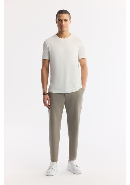 Erkek Beyaz Regular Fit Soft Touch Bisiklet Yaka T-Shirt B001031