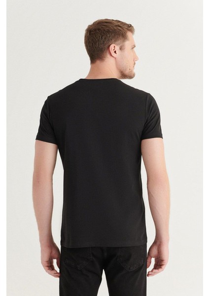 Erkek Siyah %100 Pamuk V Yaka T-Shirt E001001 indirimleri