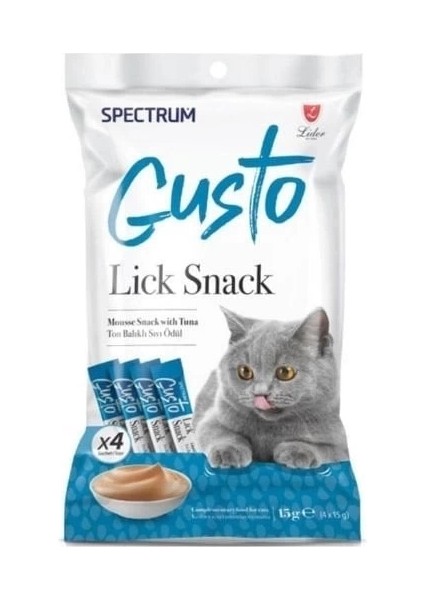 Spectrum Gusto Lick Snack Ton Balıklı Sıvı Kedi Ödül Maması 15 gr 4 Adet