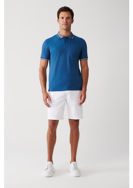 Erkek Indigo Kıvrılmaz Yaka Cepli 2 Düğmeli Polo Yaka T-shirt E001031 indirimleri