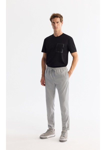 Erkek Gri Yandan Cepli Beli Lastikli Bağcıklı Duble Paça Jogger Pantolon E003000