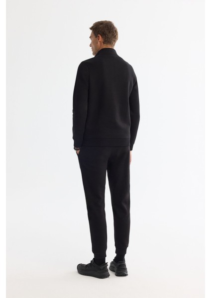 Erkek Siyah Dik Yaka Fermuarlı 3 Iplik Şardonlu Sweatshirt E001020 fırsatları
