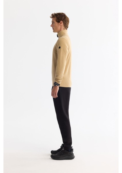 Erkek Bej Soğuğa Dayanıklı Yarım Fermuarlı Dik Yaka Polar Sweatshirt E001068 modelleri