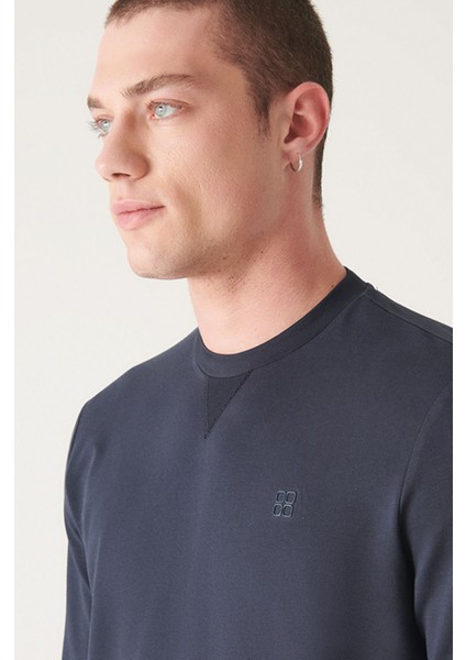Erkek Lacivert Bisiklet Yaka Pamuklu 2 Iplik Şardonsuz Sweatshirt E001200 fiyatları