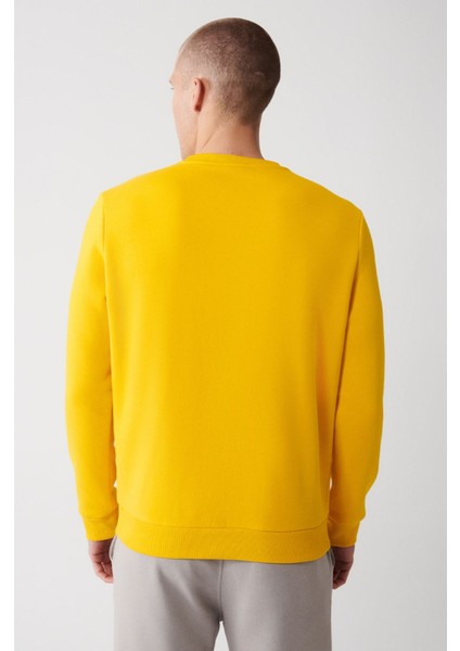 Erkek Sarı Bisiklet Yaka 3 Iplik Şardonlu Pamuklu Sweatshirt E001017 fırsatları