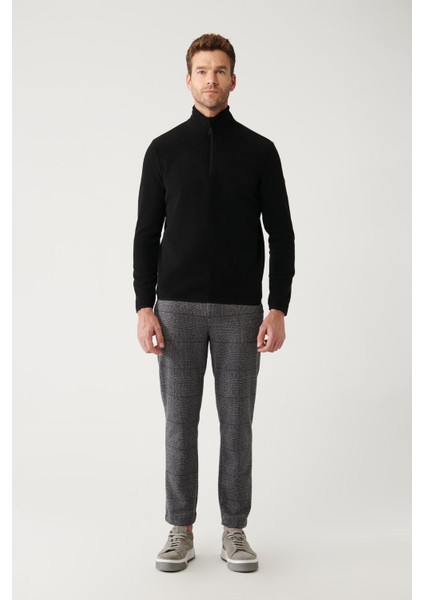 Erkek Siyah Soğuğa Dayanıklı Yarım Fermuarlı Dik Yaka Polar Sweatshirt E001068 indirimleri