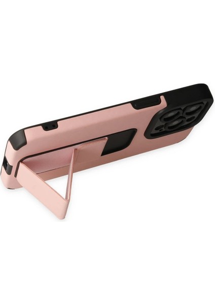 iPhone 14 Pro Kılıf Mega Standlı Silikon - Pudra - KA1529-7359 fırsatları