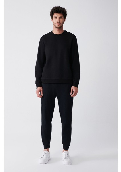 Erkek Siyah Bisiklet Yaka Pamuklu 2 Iplik Şardonsuz Sweatshirt E001200 indirimleri