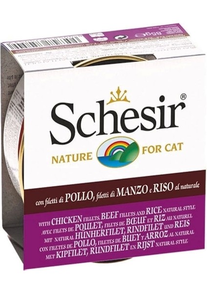 Schesir Tavuk ve Sığır Etli Naturel Konserve Kedi Maması 85 gr
