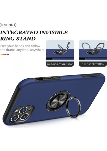 iPhone 11 Pro Max Kılıf Elit Yüzüklü Kapak - Lacivert - KA5517-8037 modelleri
