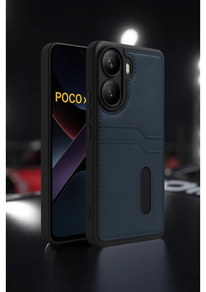 Xiaomi Poco X7 Pro Kılıf Sara Kartvizitli Deri Kılıf - Lacivert - KA9115-7386
