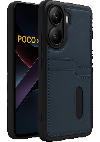 Xiaomi Poco X7 Pro Kılıf Sara Kartvizitli Deri Kılıf - Lacivert - KA9115-7386