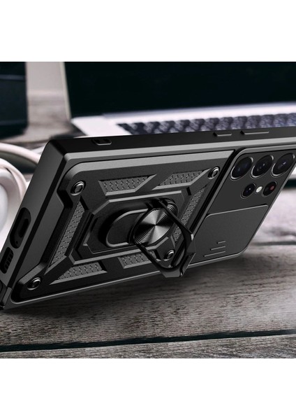 Samsung Galaxy S23 Ultra Kılıf Pars Lens Yüzüklü Silikon - Gold - KA7394-4646 modelleri