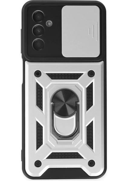 Samsung Galaxy A04S Kılıf Pars Lens Yüzüklü Silikon - Gümüş - KA8308-3558