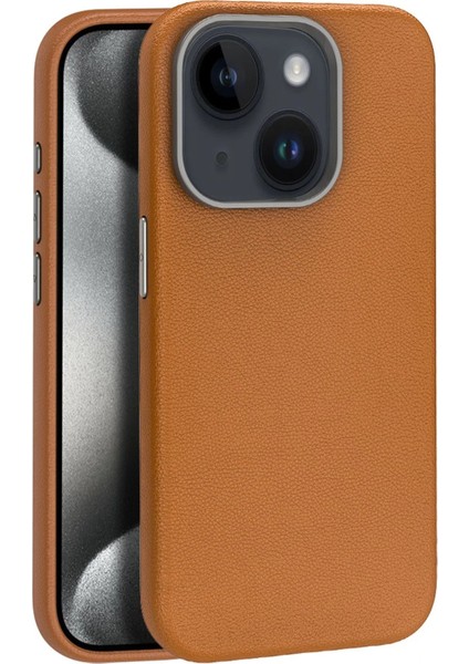 iPhone 15 Kılıf Wonder Deri Magsafe Kapak - Kahverengi - KA8498-7872