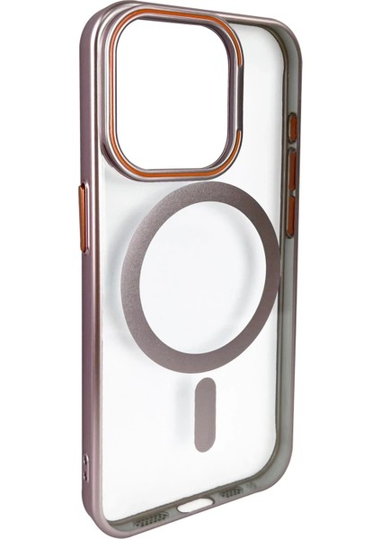 iPhone 15 Pro Crown Lens Standlı Magsafe Kapak - Pembe - KA2033-9157