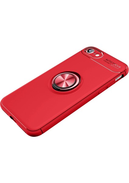 iPhone 7 Kılıf Range Yüzüklü Silikon - Kırmızı - KA8958-9488