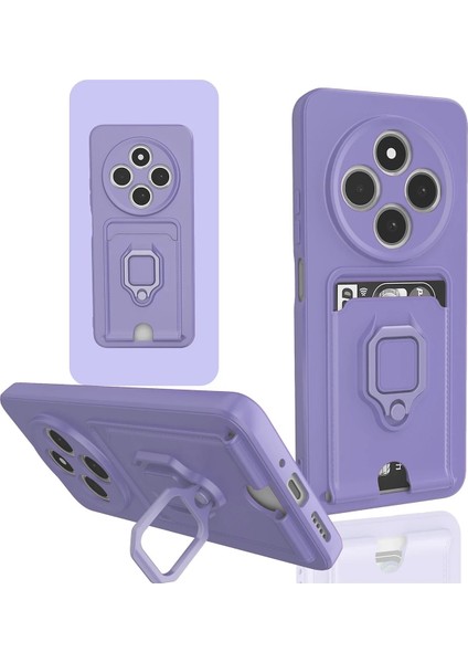 Xiaomi Redmi 14C Kılıf Zuma Kartvizitli Yüzüklü Silikon - Lila - KA7982-7630