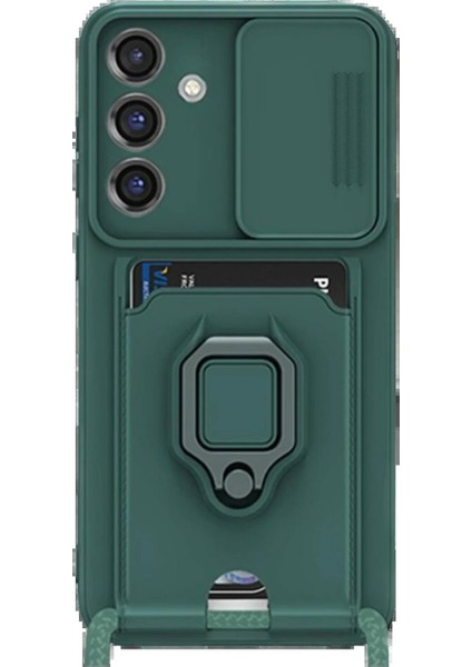 Samsung Galaxy S25 Plus Kılıf Zuma Kartvizitli Yüzüklü Silikon - Yeşil - KA3761-5244
