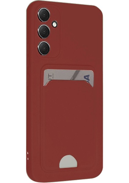 Samsung Galaxy S24 Fe Kılıf Kelvin Kartvizitli Silikon - Bordo - KA2752-3932