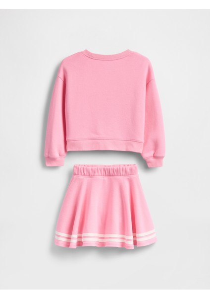 Kız Bebek Pembe Barbie Vintage Yumuşak Sweat Şort Takımı modelleri