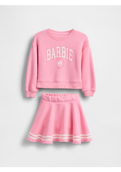 Kız Bebek Pembe Barbie Vintage Yumuşak Sweat Şort Takımı fırsatları