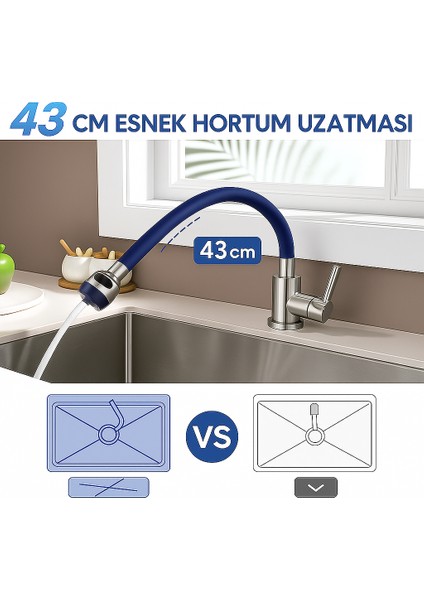 Lacivert Silikonlu 2 Fonksiyonlu Kubar Musluk Başlığı – Oynar Başlık, Su Tasarruflu fiyatları