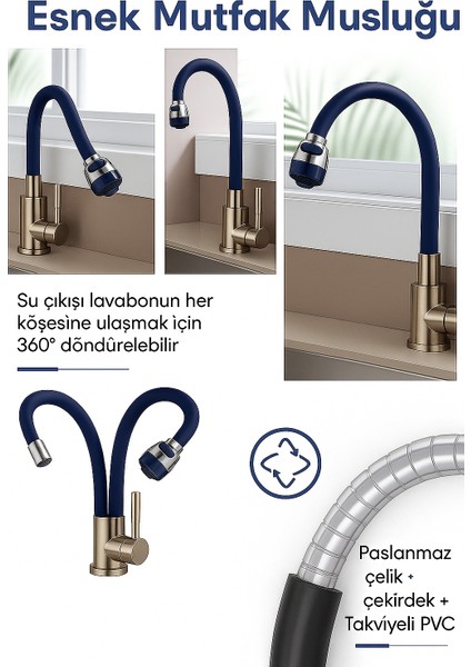 Lacivert Silikonlu 2 Fonksiyonlu Kubar Musluk Başlığı – Oynar Başlık, Su Tasarruflu