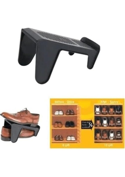 Siyah Dolap Içi Dışı Ayakkabı Düzenleyici Plastik Rampa Terlik Ekstra Saklama Istifleme Organizeri Siyah (5, Tekli) fiyatları