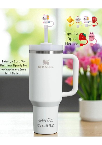 Kişiselleştirilebilir Quencher Pipetli Termos Bardak 1.18 Lt Beyaz fiyatları