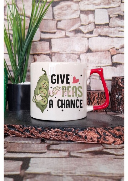 Give Vegan A Chance Baskılı Hediyelik Kulplu Kupa Bardak
