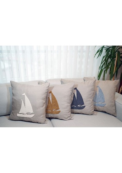 Homesepet Punch Nakışlı Keten Kırlent Kılıfı Yelkenli Desenli (2 Adet) modelleri