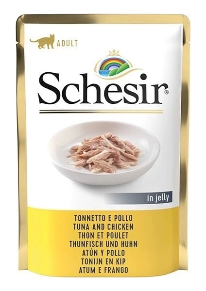 Schesir Jöleli Ton Balık ve Tavuklu Yetişkin Konserve Kedi Maması 85 gr