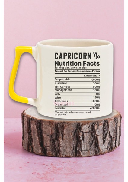 Oğlak Burcu "capricorn Nutrition Facts" Mizahi Arkadaşa Doğum Günü Hediye Sarı Kulplu Kupa Bardak