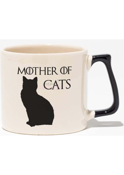 Mother Of Cats Game Of Thrones Baskılı Siyah Kulplu Modern Seramik Kupa