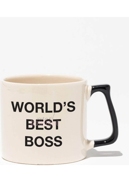 Worlds Best Boss Baskılı | The Office Hediyelik | Siyah Kulplu Modern Seramik Kupa
