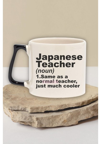 Japanese Teacher Noun Baskılı Japonca Öğretmeni Tanımı Doğum Günü Hediye Siyah Kulplu Kupa Bardak