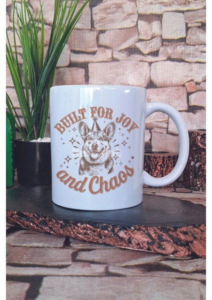 Built For Joy And Chaos Yazılı Komik Köpek Hediyelik Baskılı Çay Kahve Sunum Kupa Bardak
