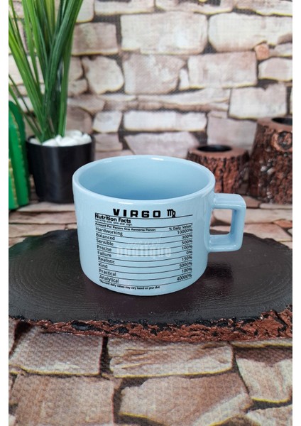 Başak Burcu Virgo Nutrition Facts Mizahi Kare Kulplu Fincan Mavi Kupa Bardak