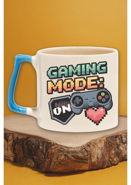 "gaming Mode On" Oyun Modu Aktif Arkadaşa Sevgiliye Doğum Günü Hediye Mavi Kulplu Kupa Bardak