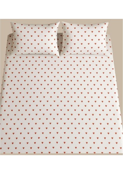 Amour Kalp Desenli %100 Pamuk Çift Kişilik Çarşaf Takımı- 2 Yastık Kılıfı Dahil modelleri