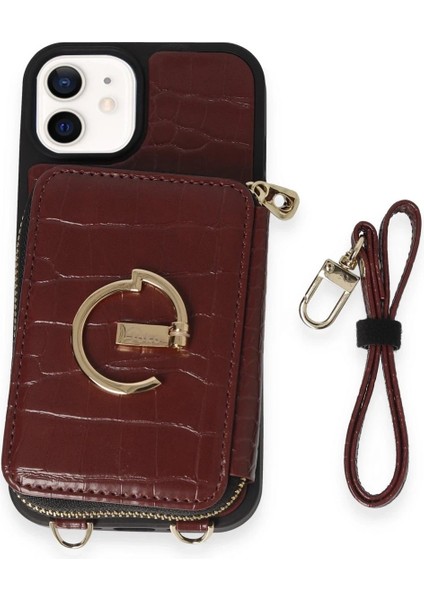 iPhone 11 Kılıf Ermes Kapak - Bordo - KA5727-2860