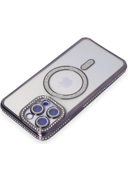 iPhone 15 Pro Kılıf Joke Simli Magneticsafe Kılıf - Derin Mor - KA1092-1923