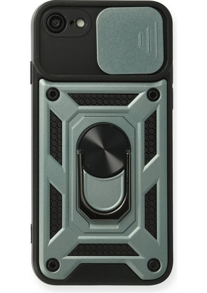 iPhone 7 Kılıf Pars Lens Yüzüklü Silikon - Yeşil - KA7540-7323