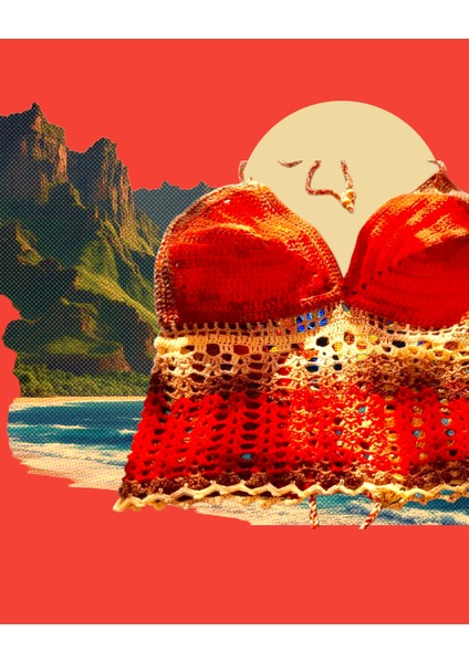 %100 Pamuk Koton El Örgüsü Kırmızı Bustiyer fiyatları